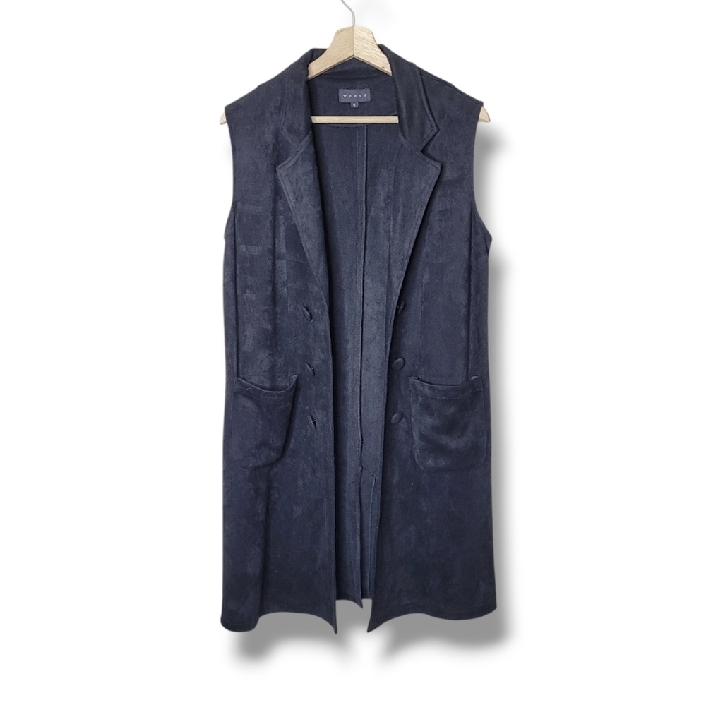 Weavz Vintage 90s Faux Suede Open Front Long Duster
